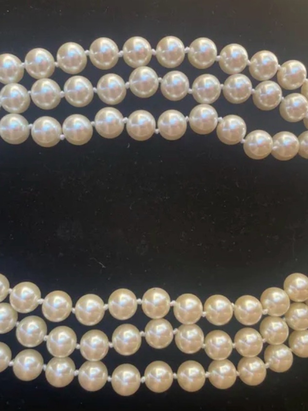 Vintage Carolee 3 Strand Faux Pearl Choker Necklace Emerald Clasp - Picture 8 of 9